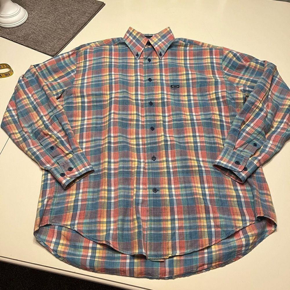 Faconnable Pastel Plaid Button Down Shirt sz S EUC